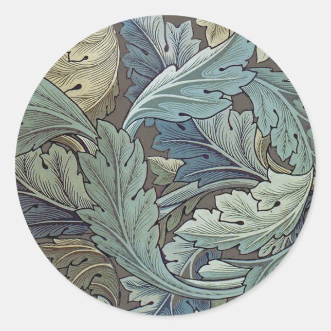 William Morris Acanthus Sage Flower Floral Botanic Classic Round Sticker (Front)
