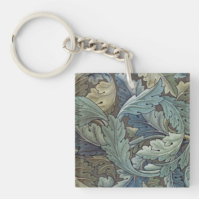 William Morris Acanthus Sage Flower Floral Botanic Key Ring (Front)