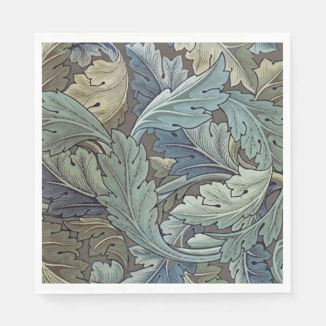 William Morris Acanthus Sage Flower Floral Botanic Napkin (Front)