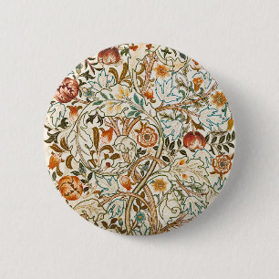 William Morris Acanthus Vintage Floral Art 6 Cm Round Badge