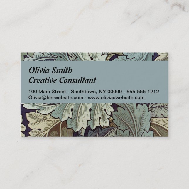William Morris Acanthus Wallpaper Leaves Business Card (Front)