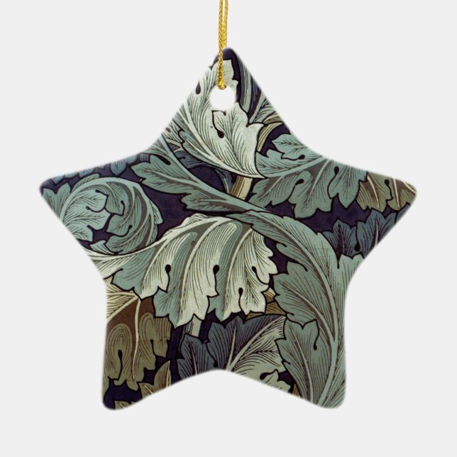 William Morris Acanthus Wallpaper Leaves Ceramic Tree Decoration (Front)