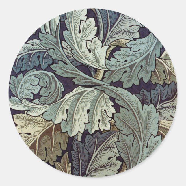 William Morris Acanthus Wallpaper Leaves Classic Round Sticker (Front)