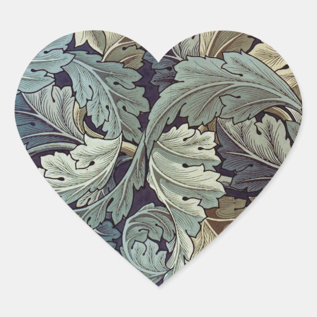 William Morris Acanthus Wallpaper Leaves Heart Sticker (Front)