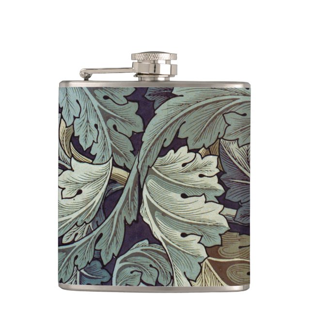 William Morris Acanthus Wallpaper Leaves Hip Flask (Front)
