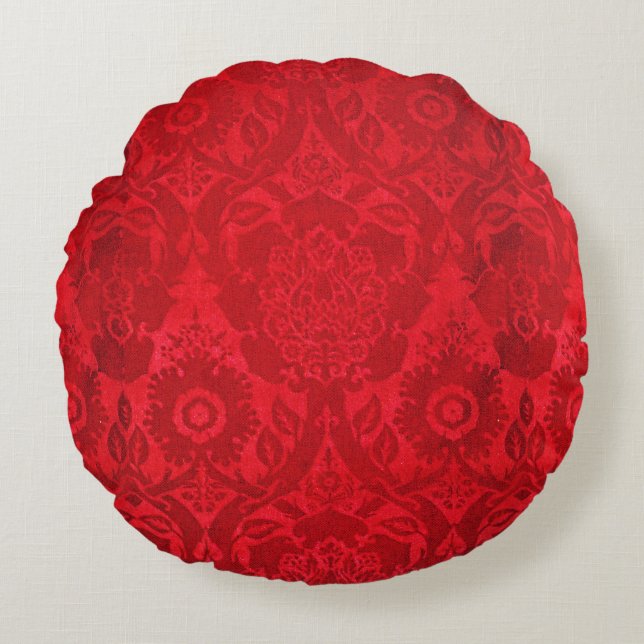  William Morris acorn embossed silk velvet pattern Round Cushion (Front)
