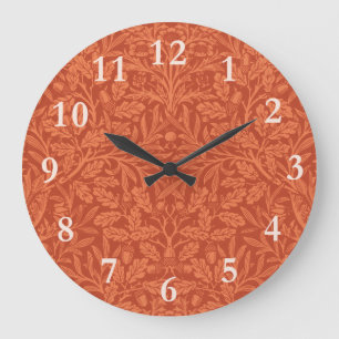William Morris Acorn Wallpaper Nature Design Large Clock