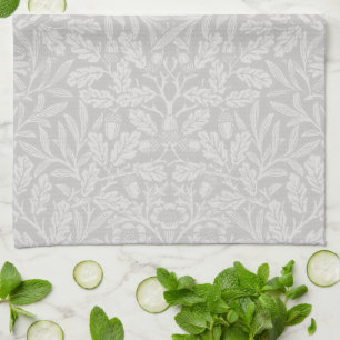 William Morris acorns pattern light grey  Tea Towel