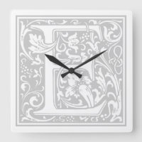 William Morris Alphabet “E” Square Wall Clock