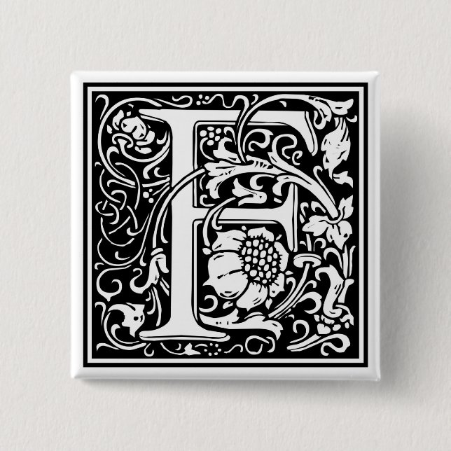 William Morris Alphabet “F” 15 Cm Square Badge (Front)