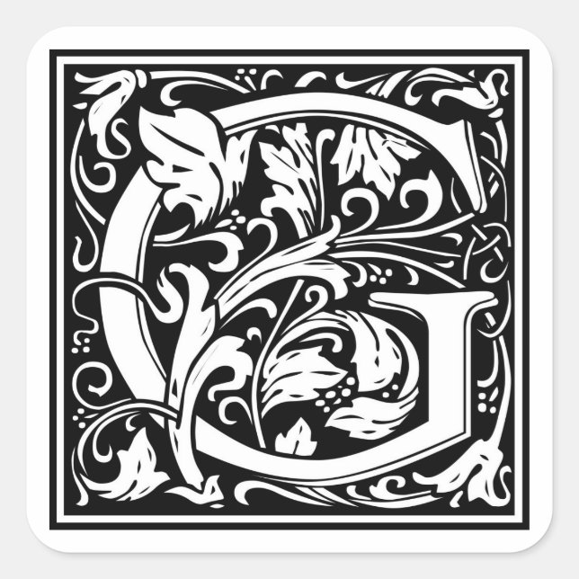 William Morris Alphabet “G” Square Sticker (Front)