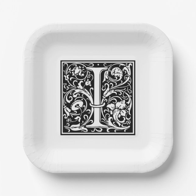 William Morris Alphabet “I” Paper Plates (Front)
