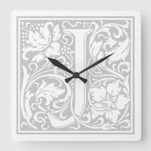 William Morris Alphabet “J” Square Wall Clock