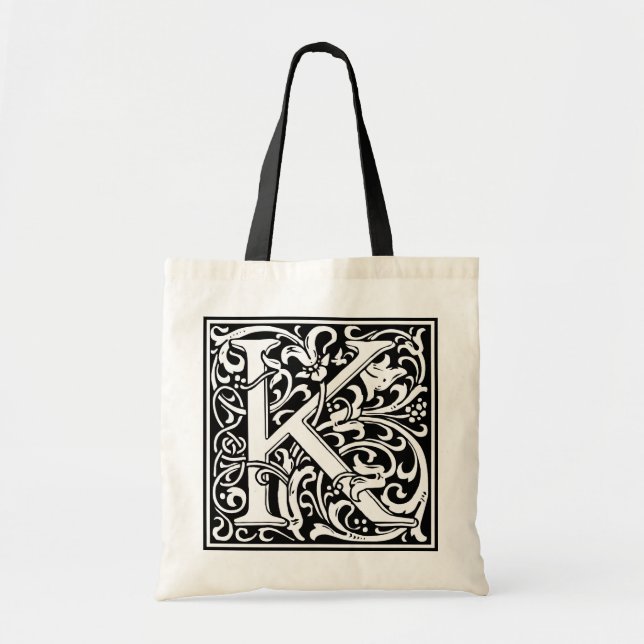 William Morris Alphabet “K” Tote Bag (Front)