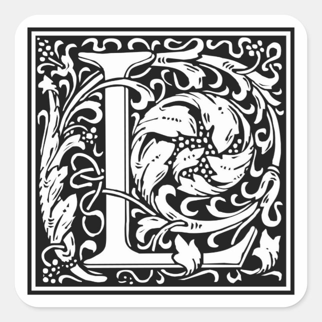 William Morris Alphabet “L” Square Sticker (Front)