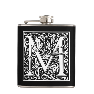 William Morris Alphabet “M” Hip Flask