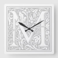 William Morris Alphabet “M” Square Wall Clock