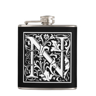 William Morris Alphabet “N” Hip Flask