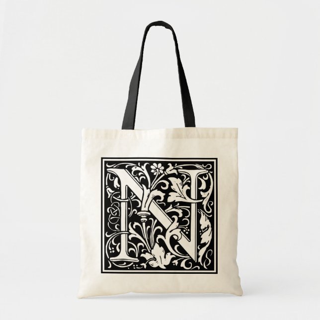 William Morris Alphabet “N” Tote Bag (Front)