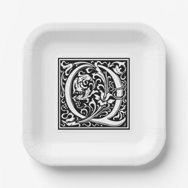 William Morris Alphabet “Q” Paper Plates (Front)