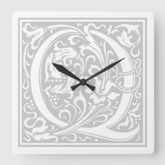 William Morris Alphabet “Q” Square Wall Clock