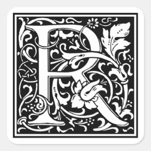 William Morris Alphabet “R” Square Sticker