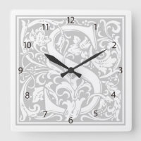 William Morris Alphabet “S” Square Wall Clock
