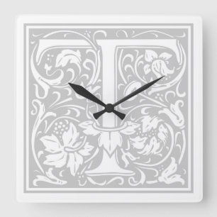 William Morris Alphabet “T” Square Wall Clock