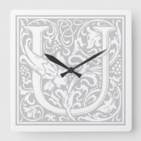 William Morris Alphabet “U” Square Wall Clock