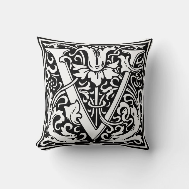 William Morris Alphabet “V” Cushion (Front)