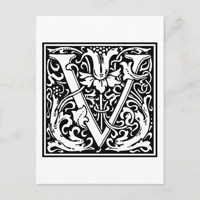 William Morris Alphabet “V” Postcard (Front)