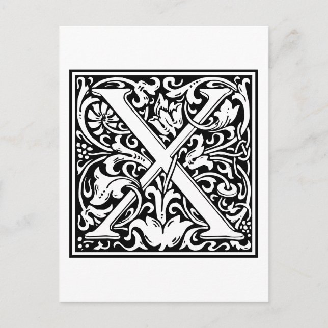William Morris Alphabet “X” Postcard (Front)