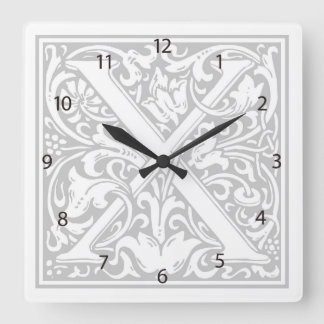 William Morris Alphabet “X” Square Wall Clock