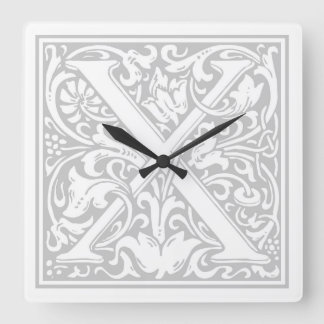 William Morris Alphabet “X” Square Wall Clock