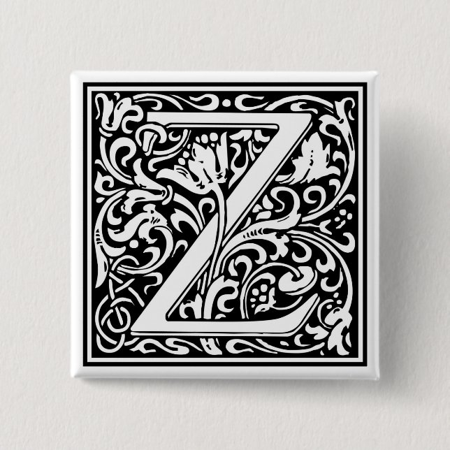 William Morris Alphabet “Z” 15 Cm Square Badge (Front)
