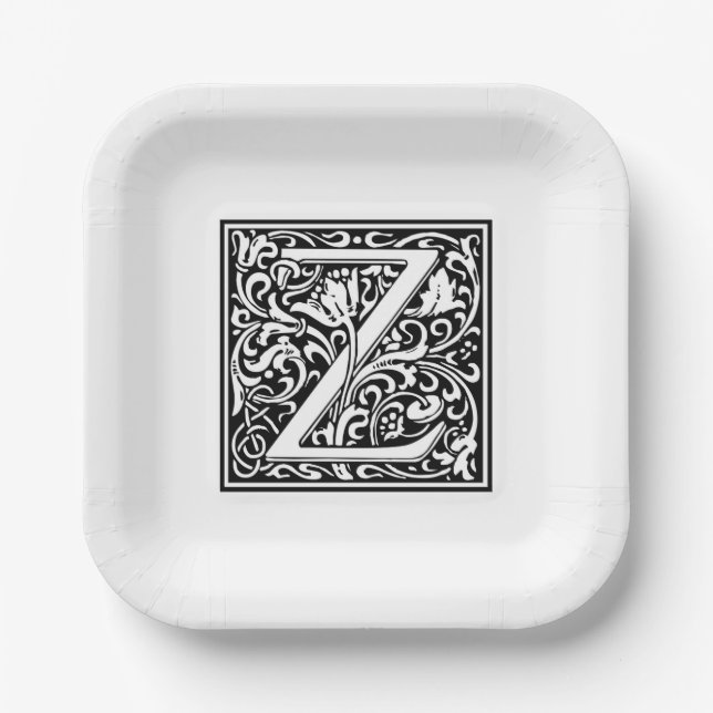 William Morris Alphabet “Z” Paper Plate (Front)