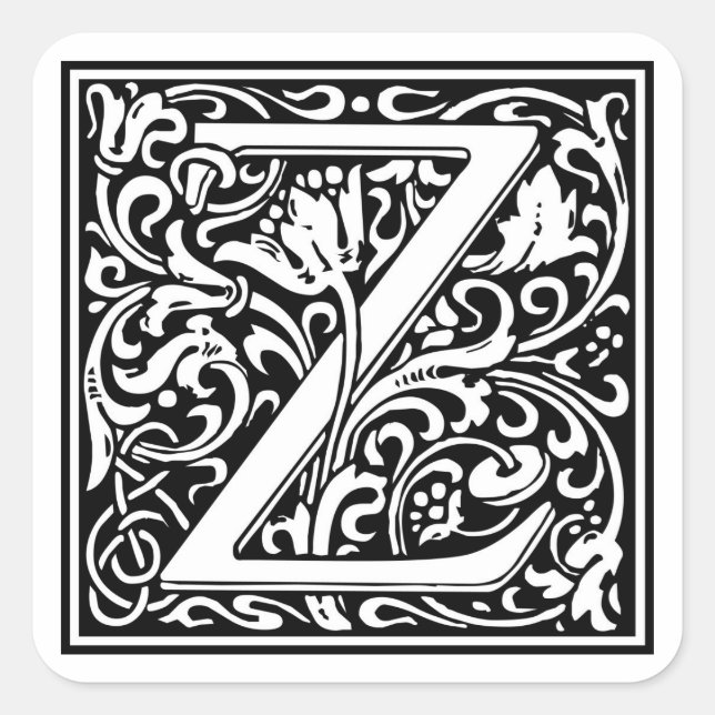 William Morris Alphabet “Z” Square Sticker (Front)
