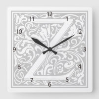 William Morris Alphabet “Z” Square Wall Clock