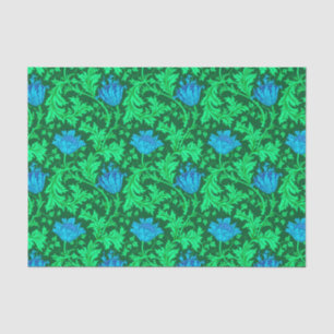 William Morris Anemone, Emerald Green and Blue Tissue Paper