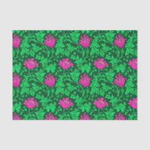 William Morris Anemone, Emerald Green and Fuchsia Tissue Paper