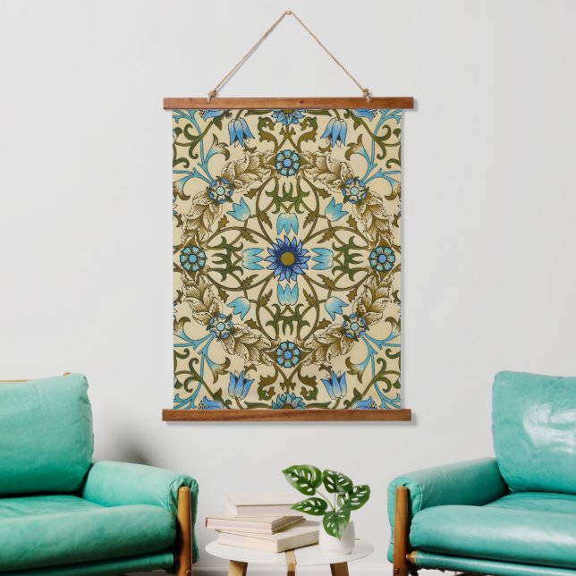 William Morris- Antique 1873 Vine & Flower Pattern Hanging Tapestry (Living Room)