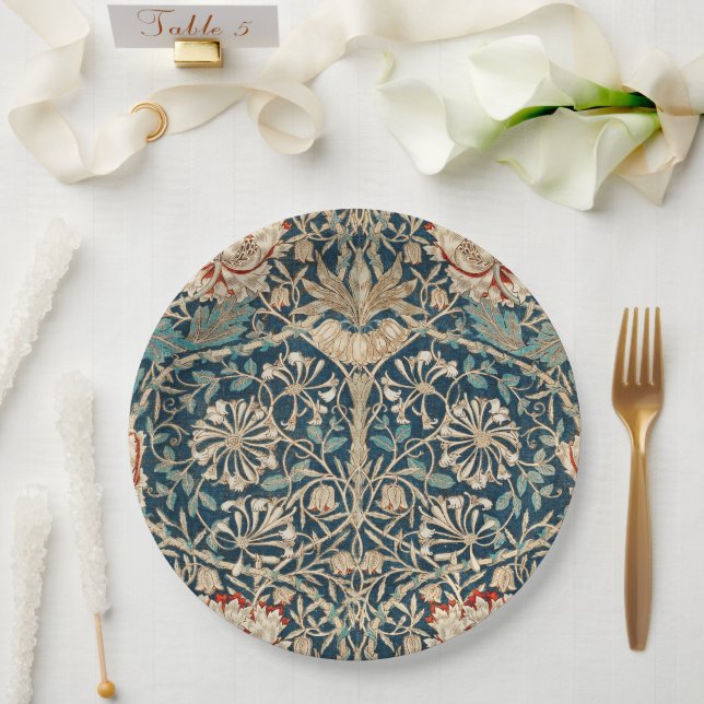 William Morris Antique Honeysuckle Floral Paper Plate (Wedding)