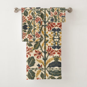 William Morris Antique Honeysuckle Floral Pattern Bath Towel Set