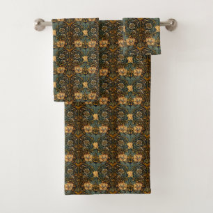 William Morris Antique Honeysuckle Floral Pattern Bath Towel Set