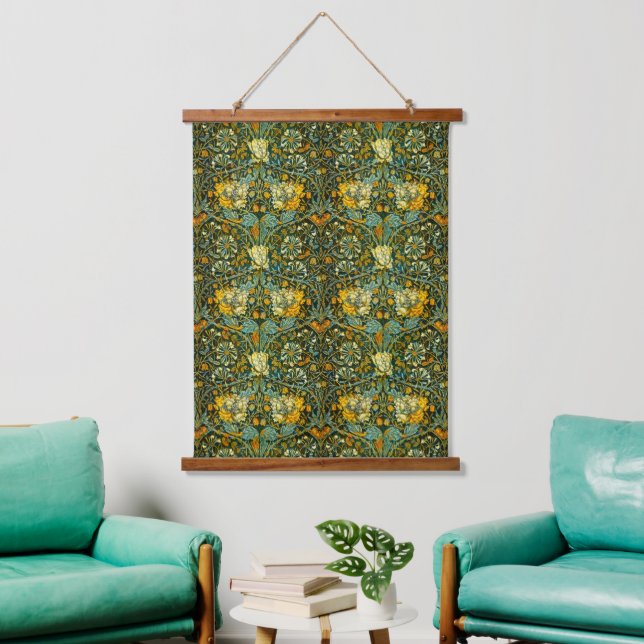 William Morris Antique Honeysuckle Floral Pattern Hanging Tapestry (Living Room)