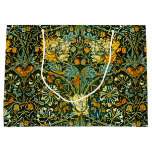 William Morris Antique Honeysuckle Floral Pattern Large Gift Bag