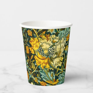 William Morris Antique Honeysuckle Floral Pattern Paper Cups