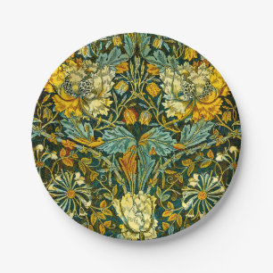 William Morris Antique Honeysuckle Floral Pattern Paper Plate