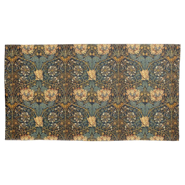 William Morris Antique Honeysuckle Floral Pattern Pillowcase (Front)