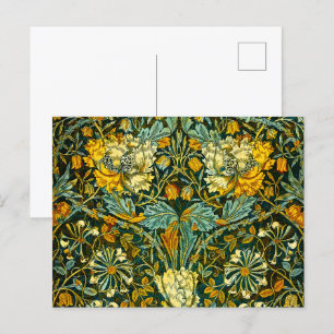 William Morris Antique Honeysuckle Floral Pattern Postcard
